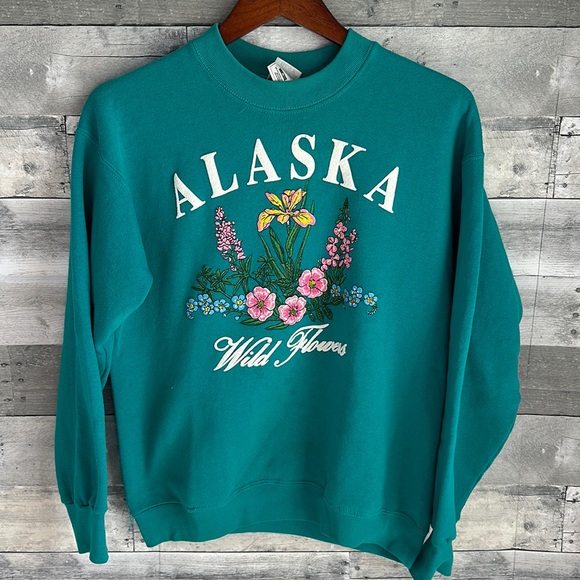 Vintage Other - VINTAGE ALASKA WILD FLOWERS SWEATSHIRT GREEN MENS MEDIUM